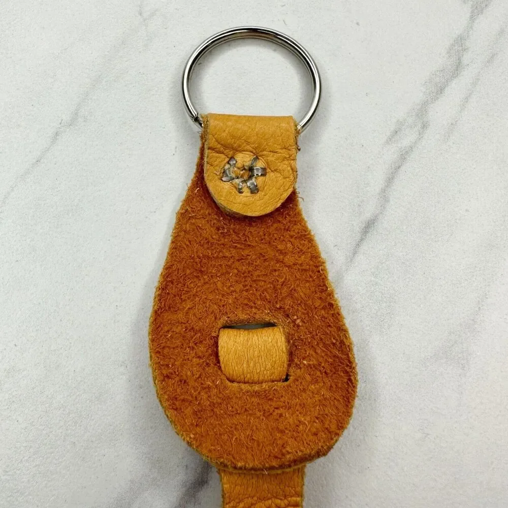 Soft Yellow Leather Fringe Western Boho Keychain Keyring